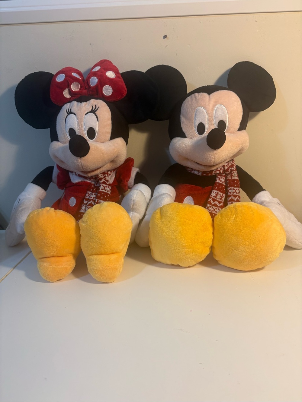 Disney Minnie and Mickey Plush Pair With Scarves